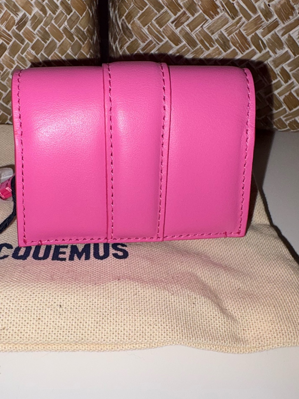 Jacquemus Bright Pink Mini Leather AirPods case
